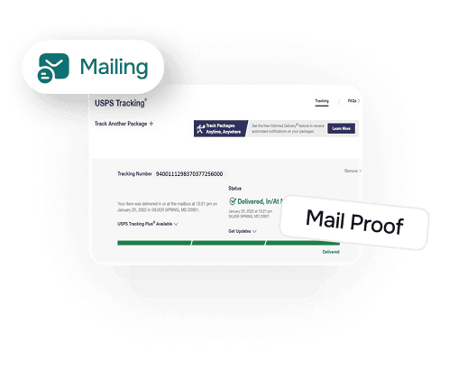 includes proof of mailing